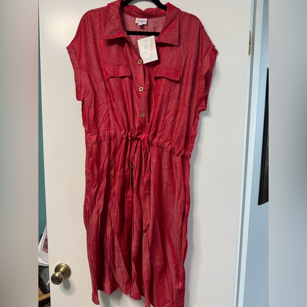 Red Button-Up Dress